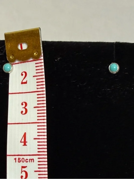 Turquoise & Sterling Silver Stud Earrings Two Pairs 5mm & 3mm - Picture 7 of 7